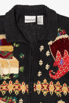 Vintage Black Fashion Bug Ugly Christmas Cardigan (1990s)