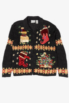 Vintage Black Fashion Bug Ugly Christmas Cardigan (1990s)