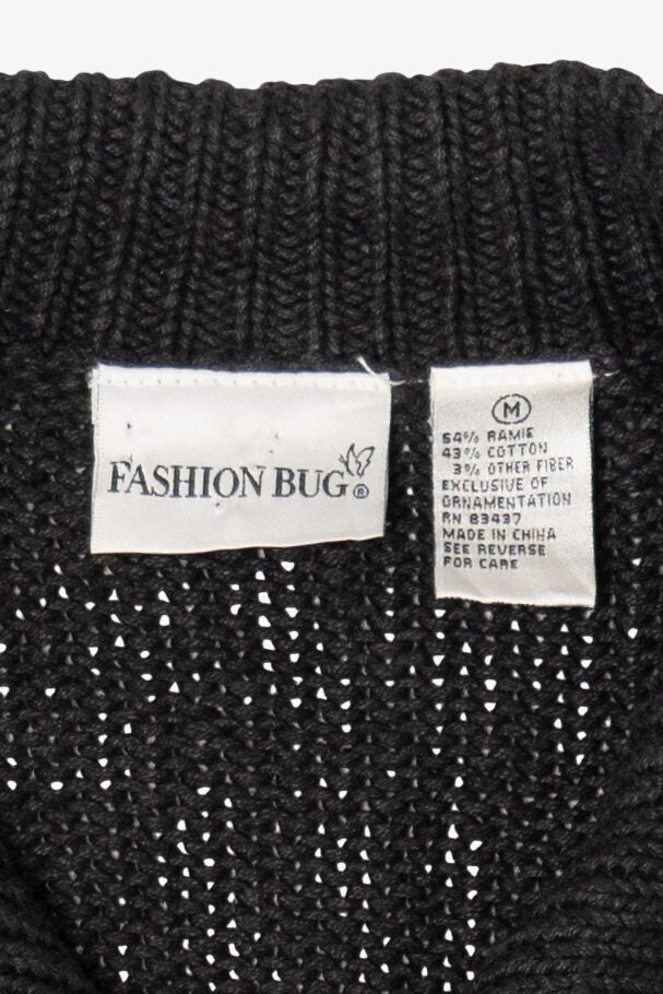 Vintage Black Fashion Bug Ugly Christmas Cardigan (1990s)