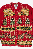 Vintage Red Tiara International Trees Ugly Christmas Cardigan (1990s)