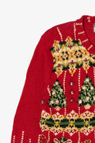 Vintage Red Tiara International Trees Ugly Christmas Cardigan (1990s)