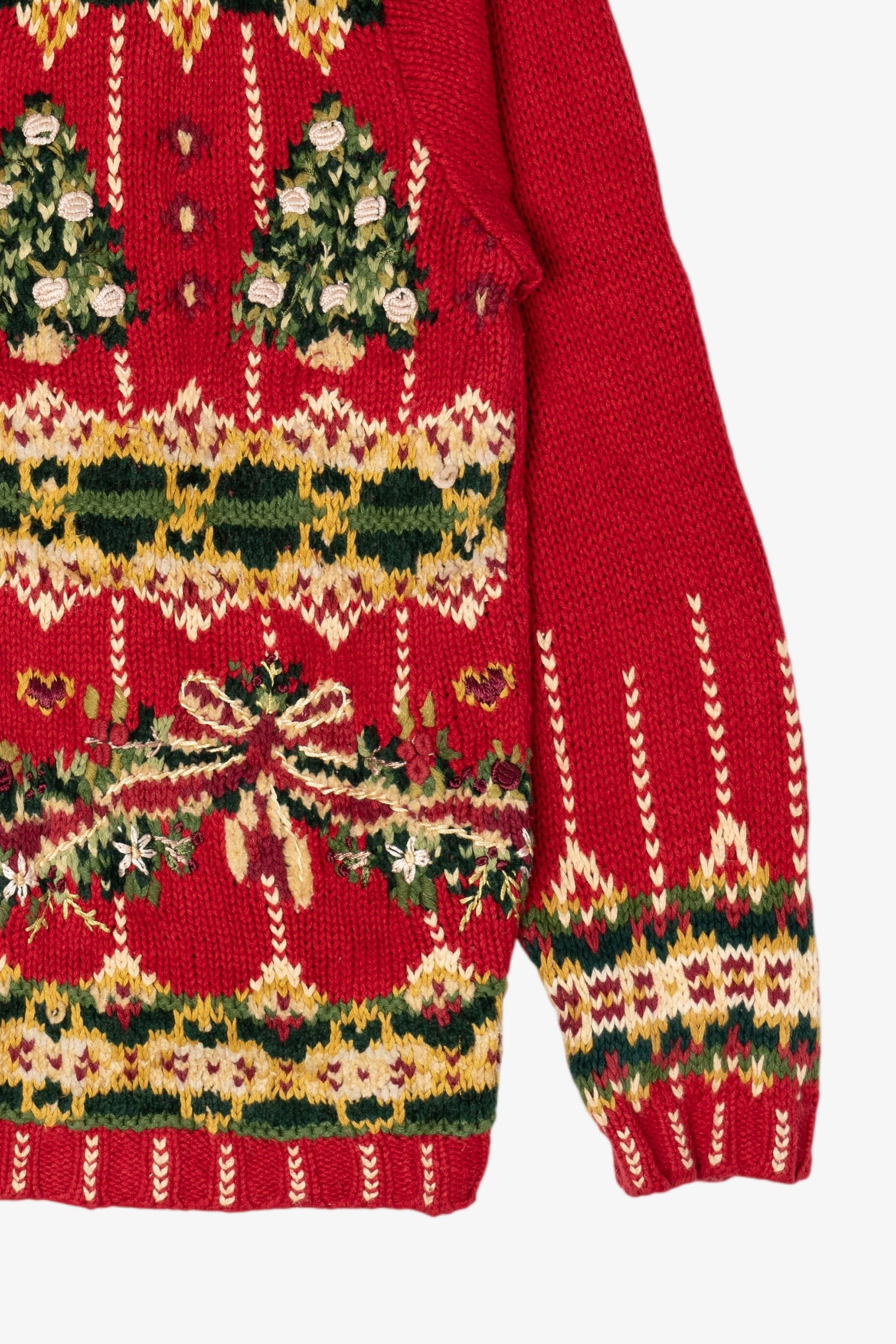 Vintage Red Tiara International Trees Ugly Christmas Cardigan (1990s)