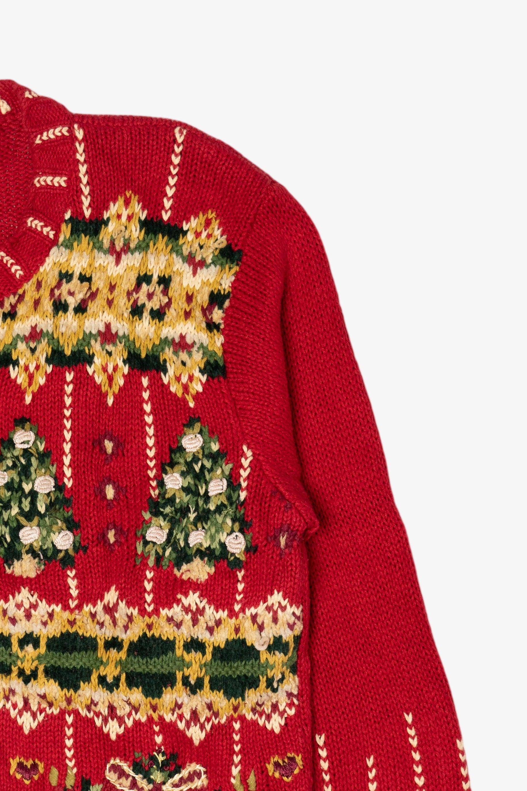 Vintage Red Tiara International Trees Ugly Christmas Cardigan (1990s)