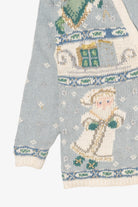 Vintage Light Blue Gallagher Santa Ugly Christmas Cardigan (1990s)