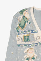 Vintage Light Blue Gallagher Santa Ugly Christmas Cardigan (1990s)