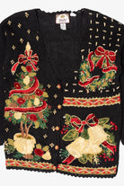 Vintage Black Tiara International Ugly Christmas Cardigan (1990s)