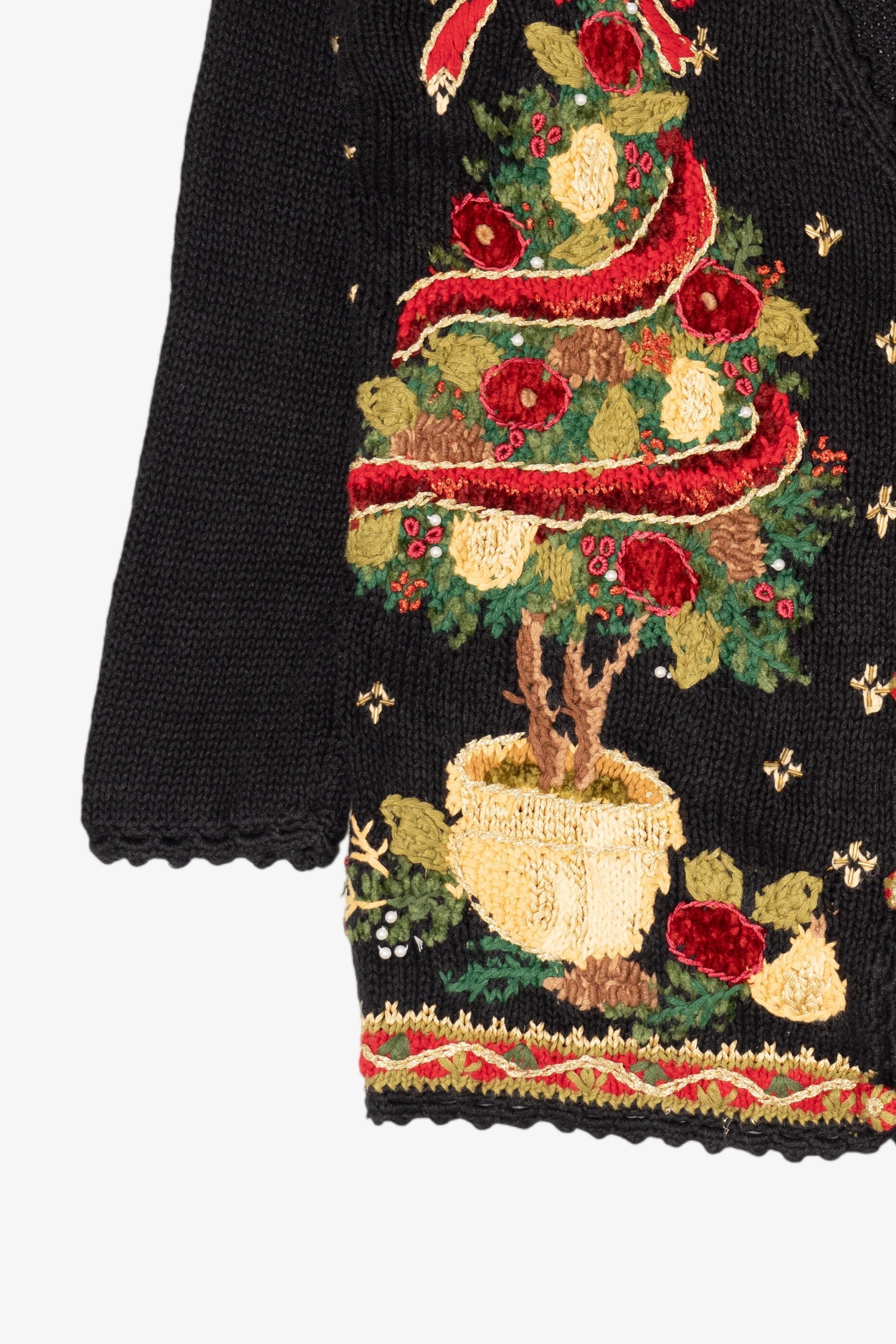 Vintage Black Tiara International Ugly Christmas Cardigan (1990s)