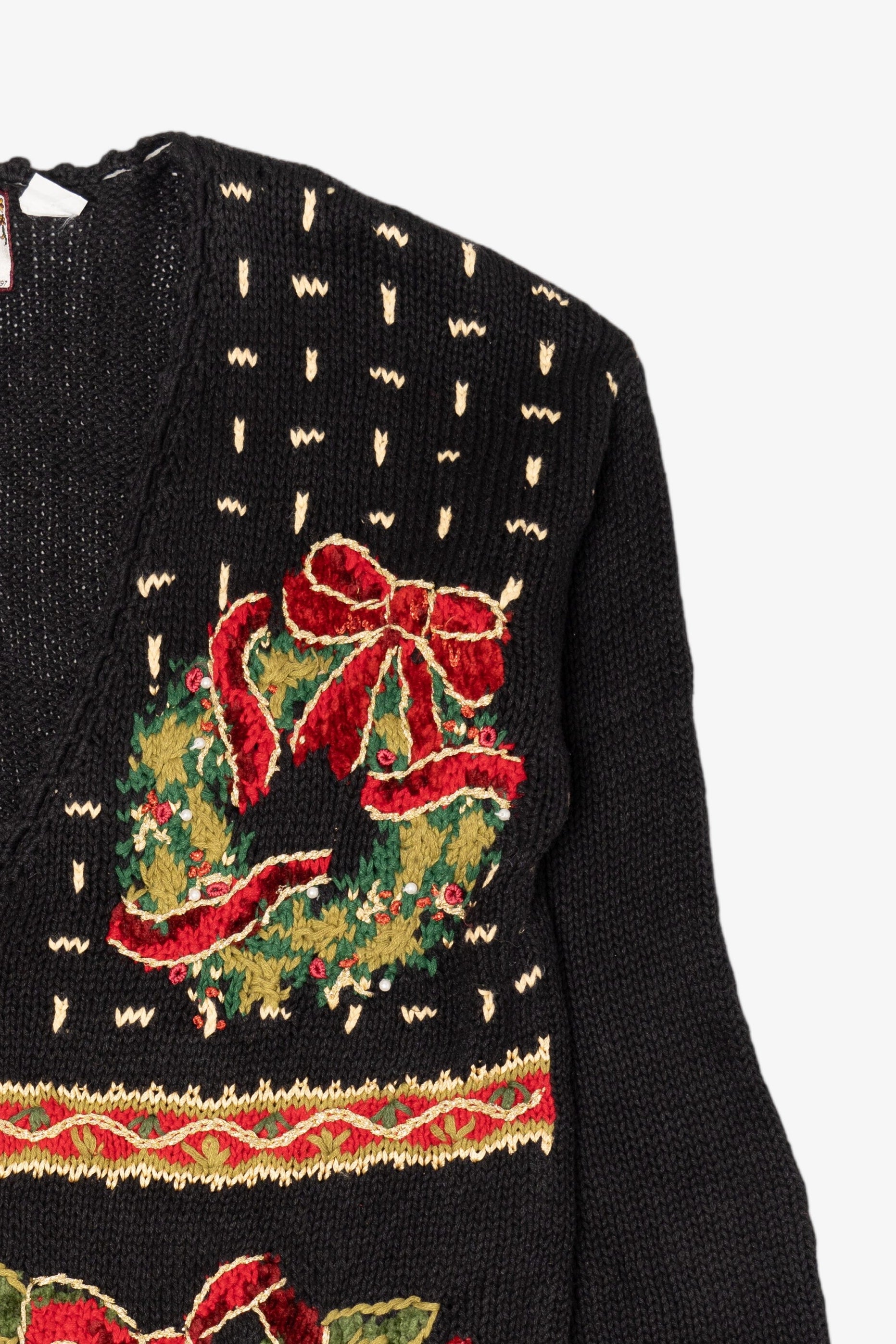Vintage Black Tiara International Ugly Christmas Cardigan (1990s)
