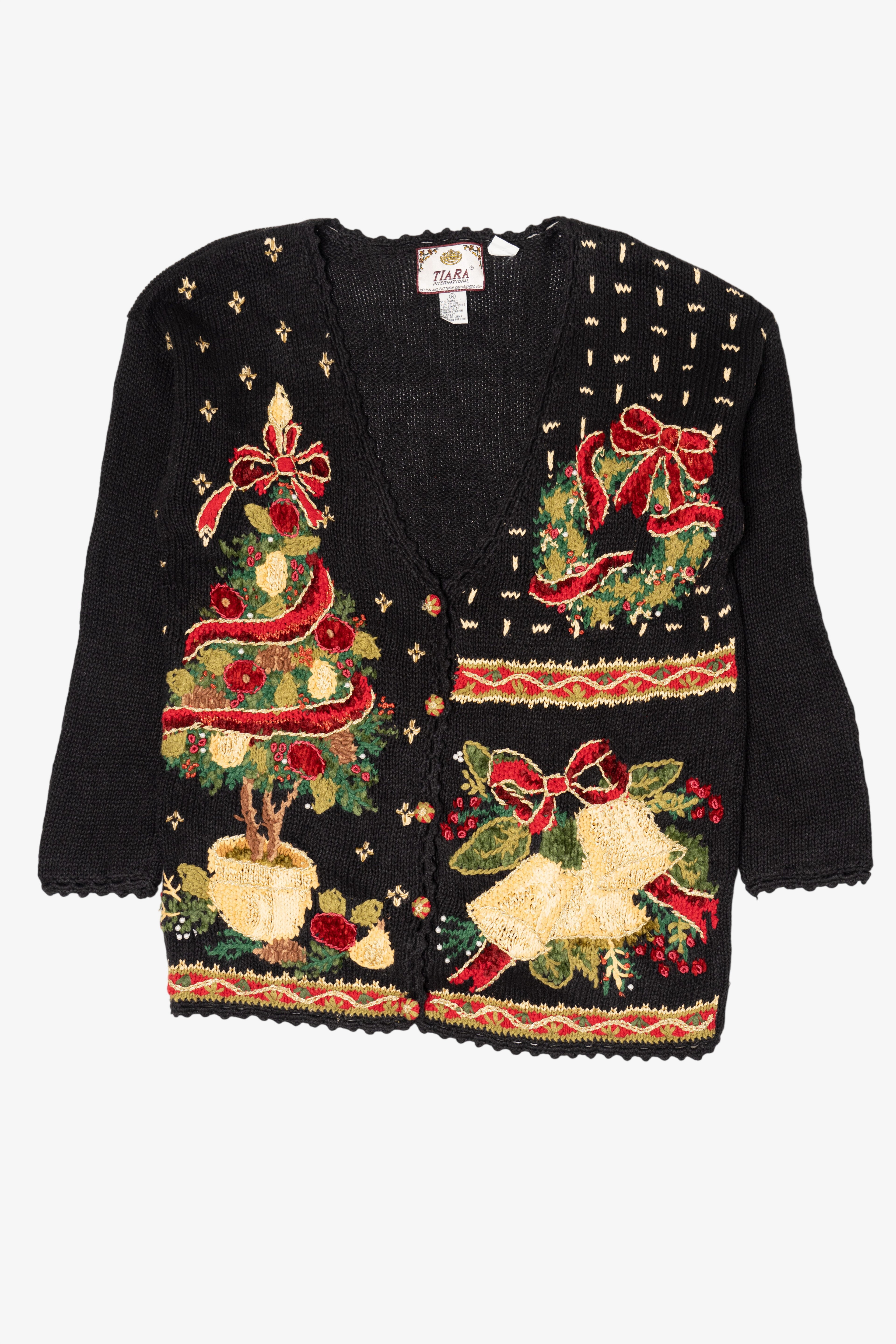 Vintage Black Tiara International Ugly Christmas Cardigan (1990s)