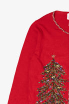 Vintage Y2k Lightweight Red Quacker Factory Santa Ugly Christmas Cardigan (2000s)
