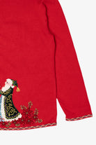 Vintage Y2k Lightweight Red Quacker Factory Santa Ugly Christmas Cardigan (2000s)