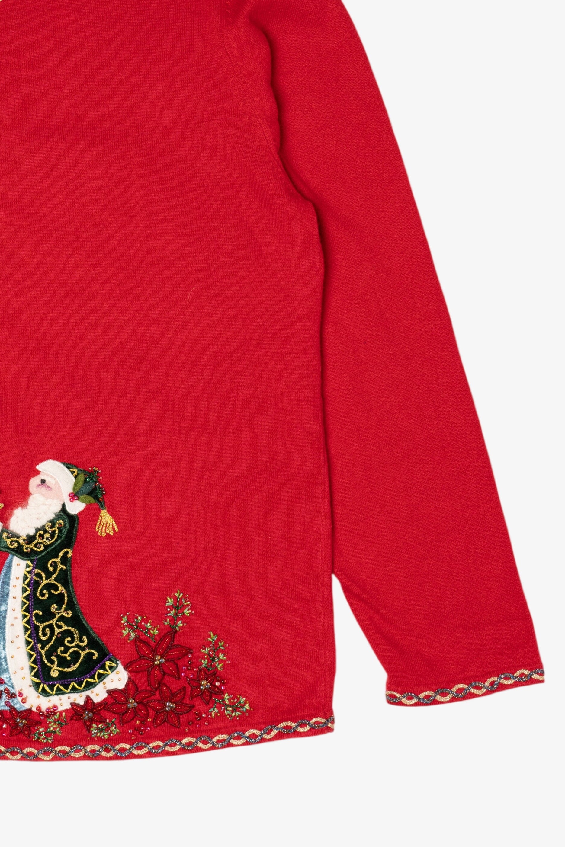 Vintage Y2k Lightweight Red Quacker Factory Santa Ugly Christmas Cardigan (2000s)