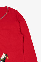 Vintage Y2k Lightweight Red Quacker Factory Santa Ugly Christmas Cardigan (2000s)