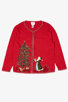 Vintage Y2k Lightweight Red Quacker Factory Santa Ugly Christmas Cardigan (2000s)