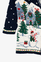 Vintage Navy Blue Nutcracker Winter Scene Ugly Christmas Cardigan (1990s)
