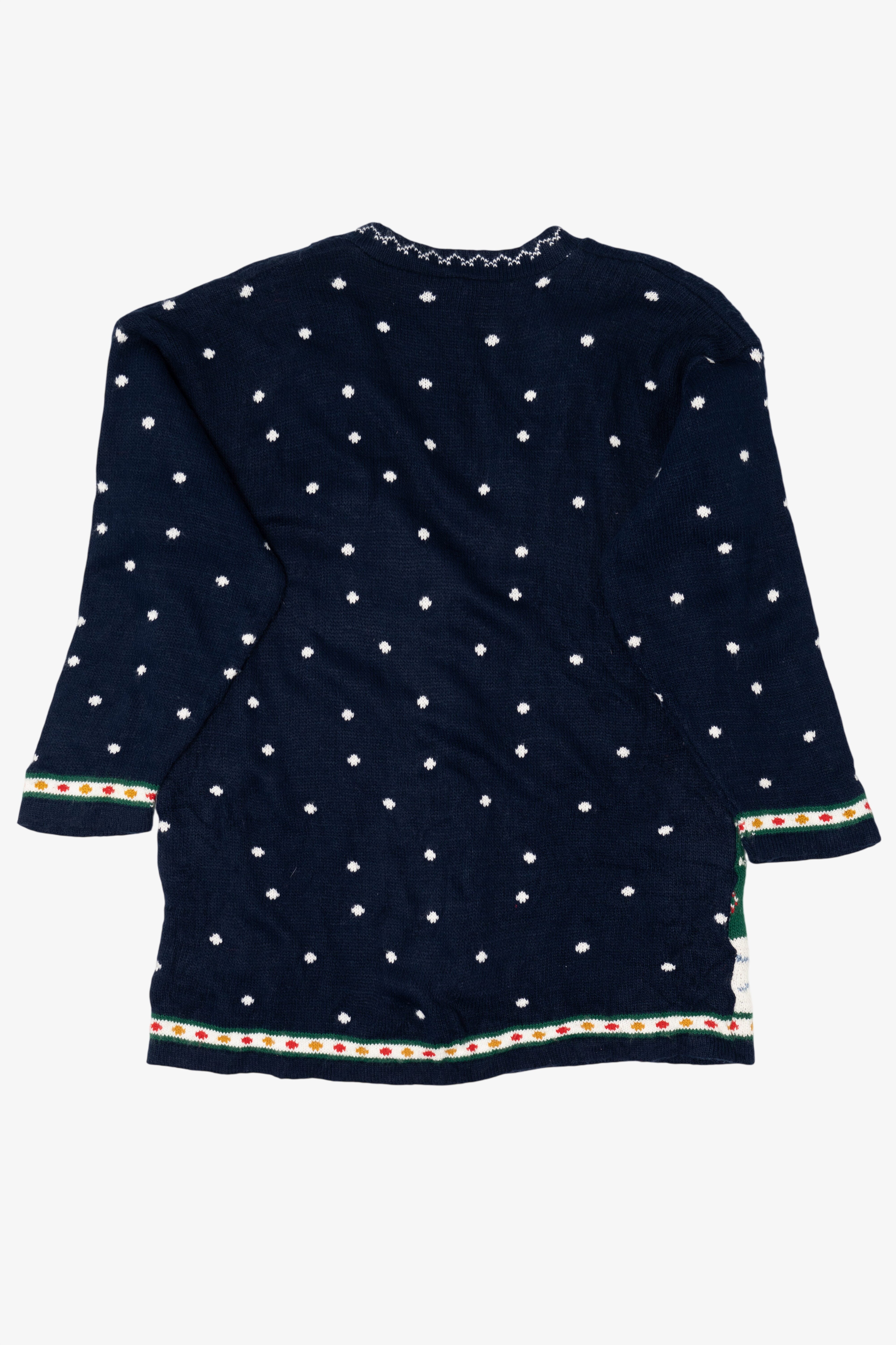 Vintage Navy Blue Nutcracker Winter Scene Ugly Christmas Cardigan (1990s)