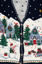 Vintage Navy Blue Nutcracker Winter Scene Ugly Christmas Cardigan (1990s)