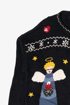 Vintage Black Nutcracker Angels Ugly Christmas Cardigan (1990s)
