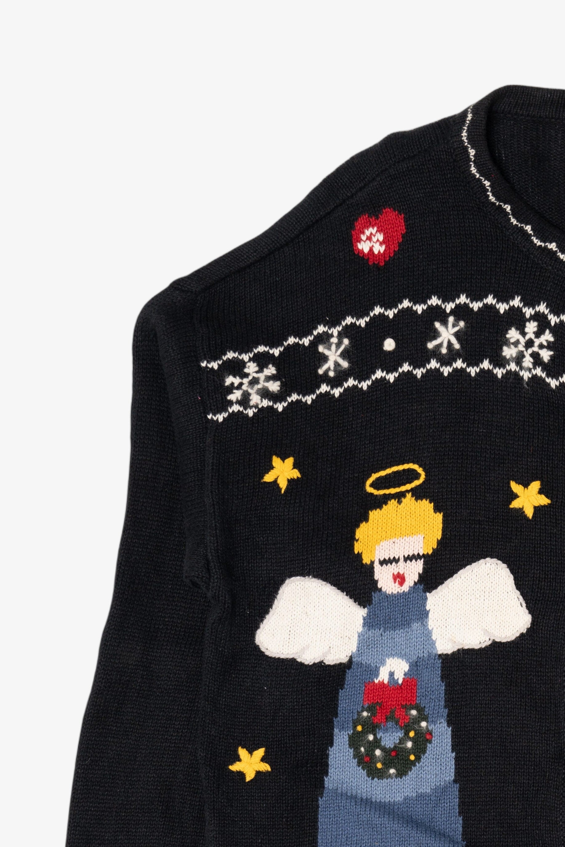 Vintage Black Nutcracker Angels Ugly Christmas Cardigan (1990s)