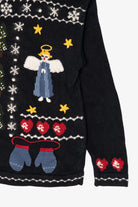 Vintage Black Nutcracker Angels Ugly Christmas Cardigan (1990s)