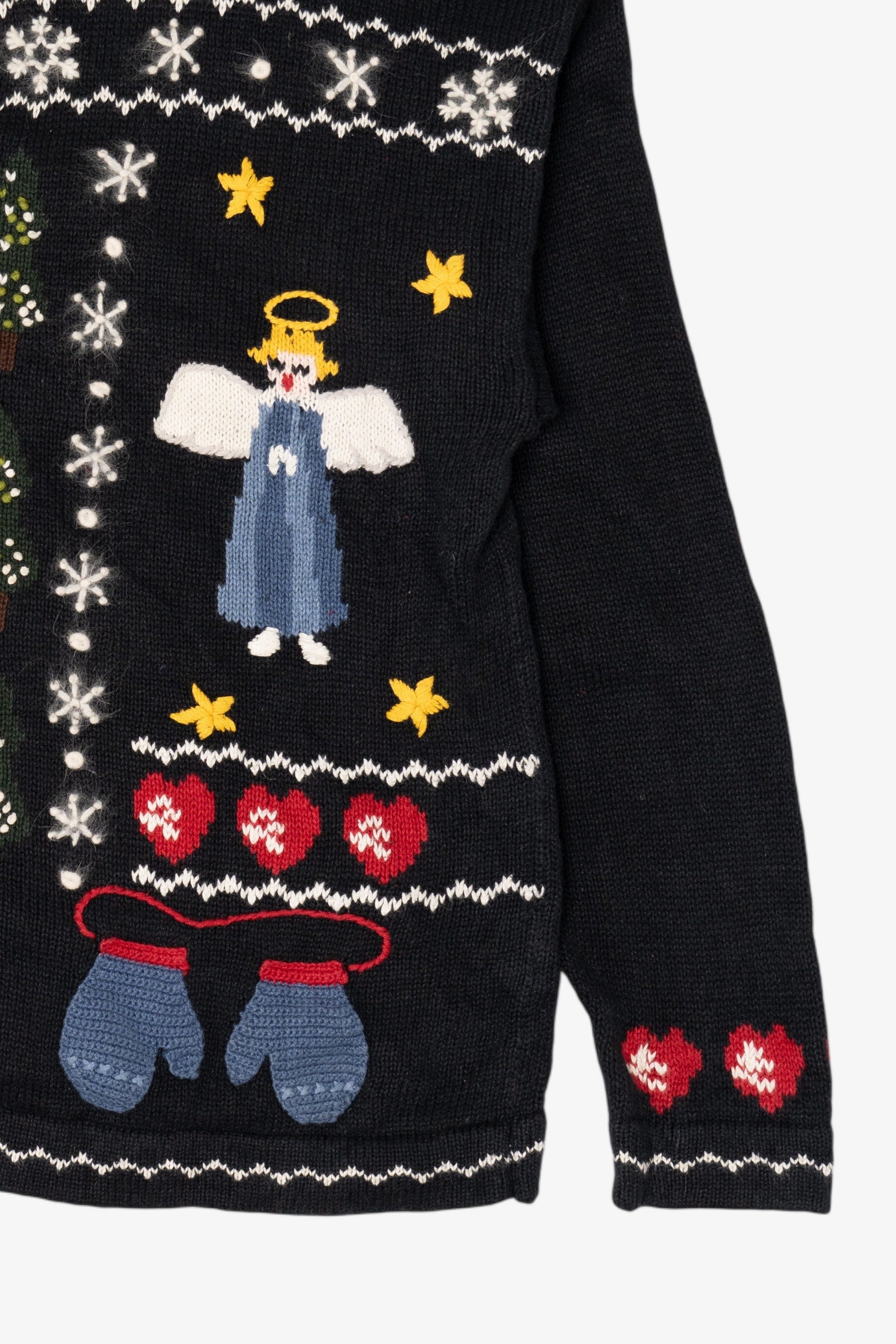 Vintage Black Nutcracker Angels Ugly Christmas Cardigan (1990s)