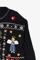 Vintage Black Nutcracker Angels Ugly Christmas Cardigan (1990s)