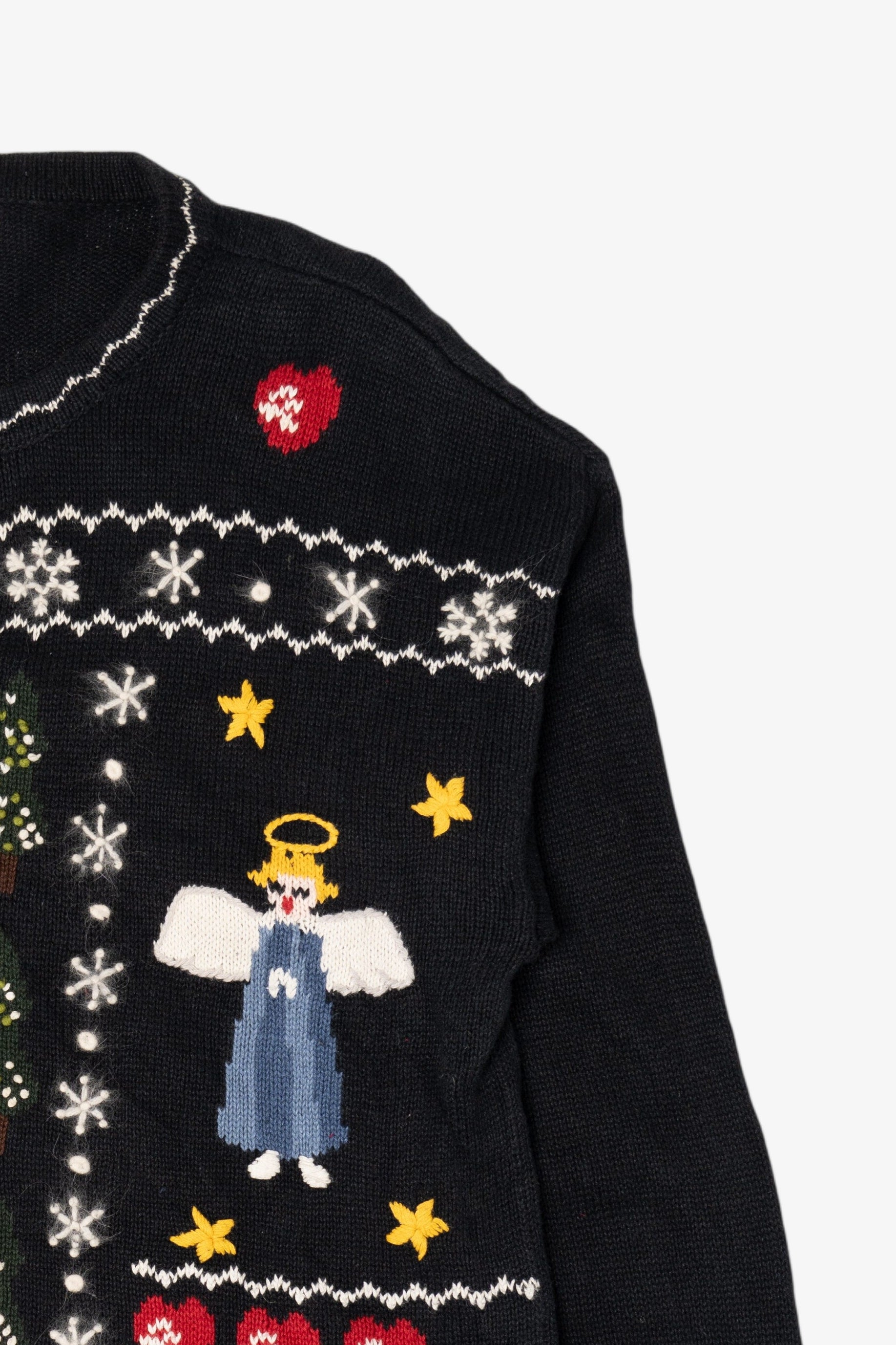 Vintage Black Nutcracker Angels Ugly Christmas Cardigan (1990s)