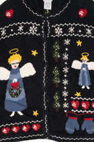 Vintage Black Nutcracker Angels Ugly Christmas Cardigan (1990s)