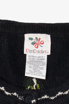 Vintage Black Nutcracker Angels Ugly Christmas Cardigan (1990s)