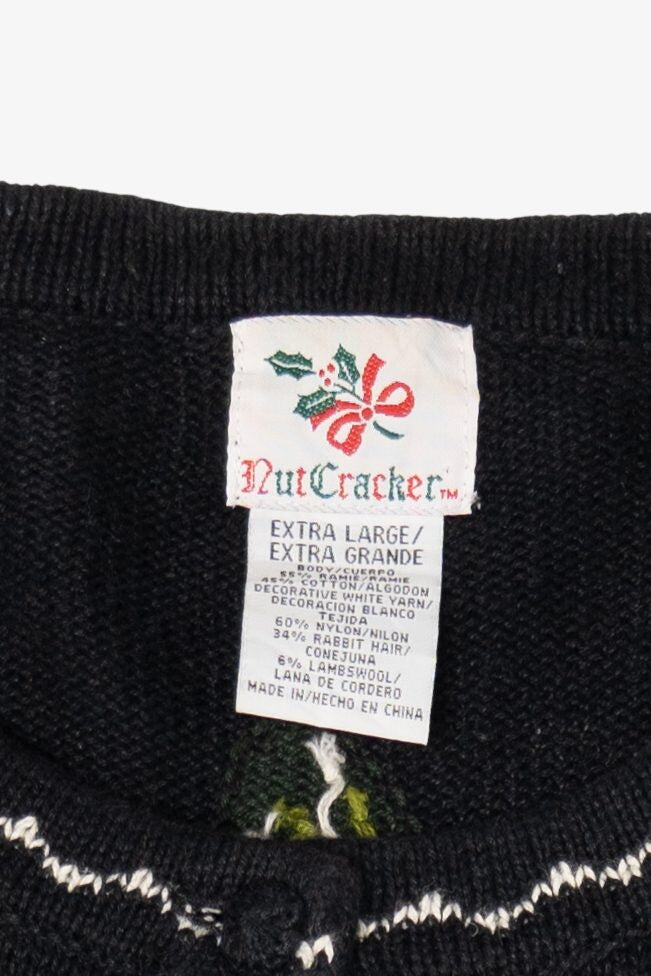 Vintage Black Nutcracker Angels Ugly Christmas Cardigan (1990s)