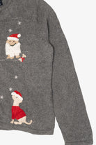 Vintage Gray Crazy Horse Dogs Ugly Christmas Cardigan (2000s)