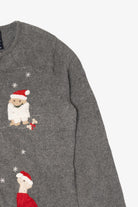 Vintage Gray Crazy Horse Dogs Ugly Christmas Cardigan (2000s)