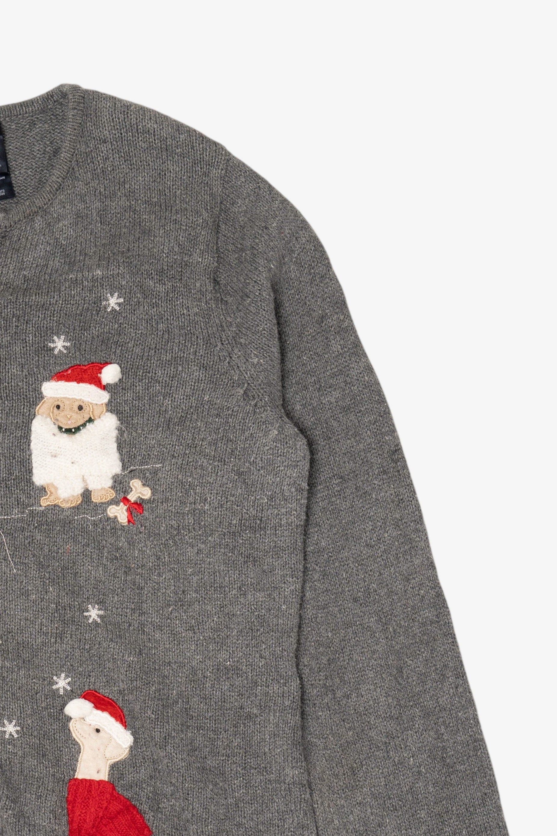 Vintage Gray Crazy Horse Dogs Ugly Christmas Cardigan (2000s)