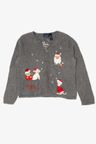 Vintage Gray Crazy Horse Dogs Ugly Christmas Cardigan (2000s)