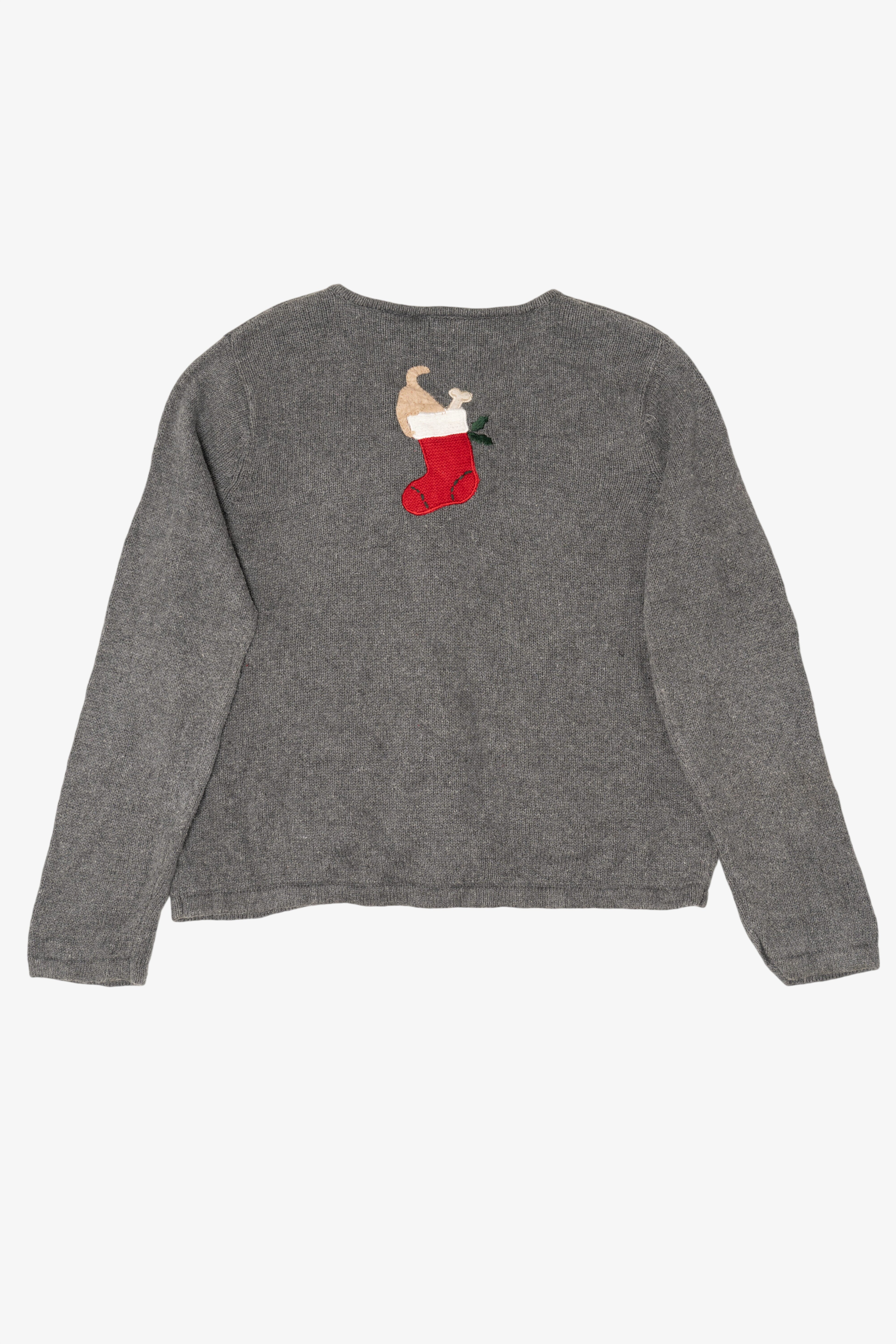 Vintage Gray Crazy Horse Dogs Ugly Christmas Cardigan (2000s)