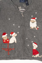 Vintage Gray Crazy Horse Dogs Ugly Christmas Cardigan (2000s)