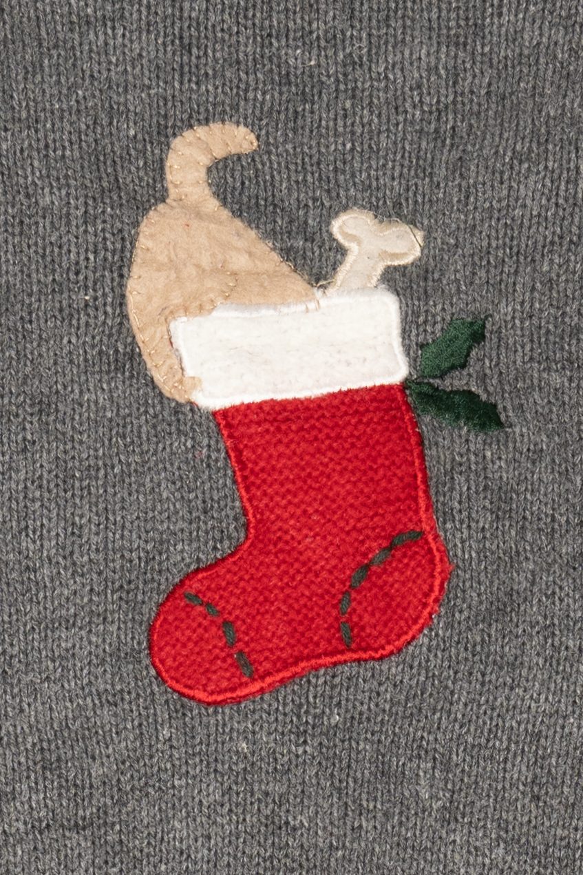 Vintage Gray Crazy Horse Dogs Ugly Christmas Cardigan (2000s)