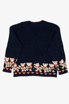 Vintage Navy Blue Nutcracker Teddy Bears Ugly Christmas Cardigan (1980s)