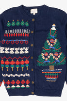 Vintage Navy Blue Susan Bristol Ugly Christmas Cardigan (1990s)