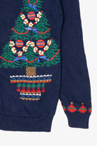 Vintage Navy Blue Susan Bristol Ugly Christmas Cardigan (1990s)