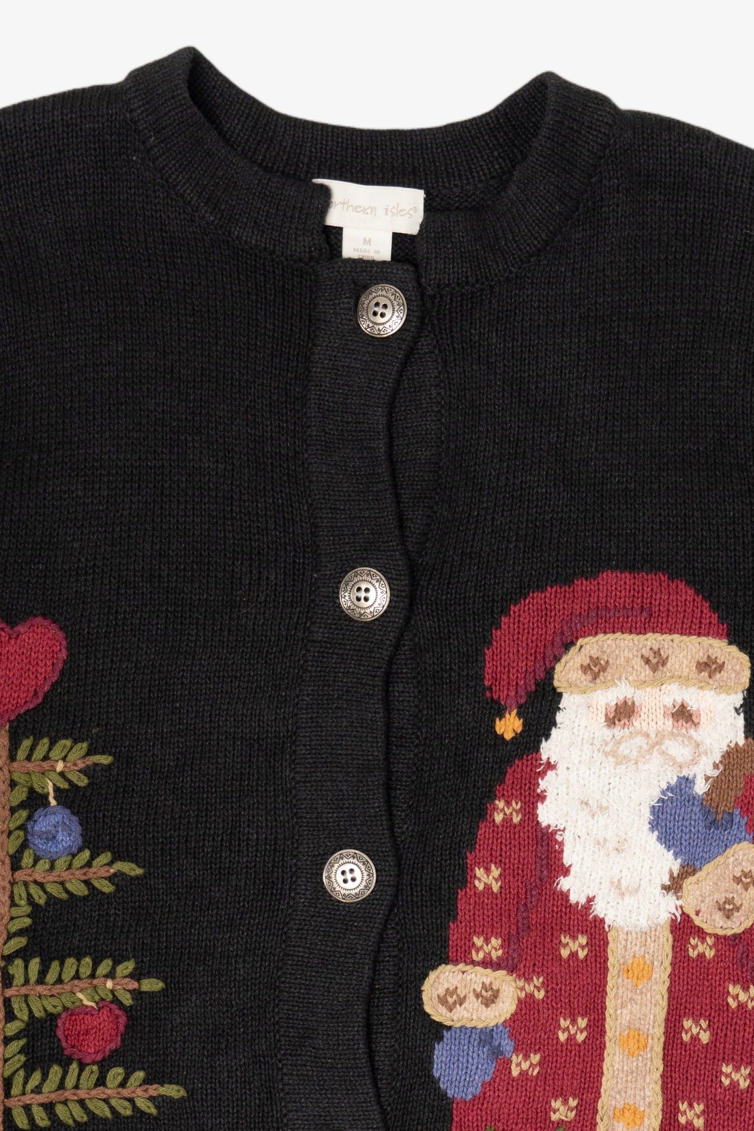 Vintage Black Northern Isles Santa Ugly Christmas Cardigan (2000s)