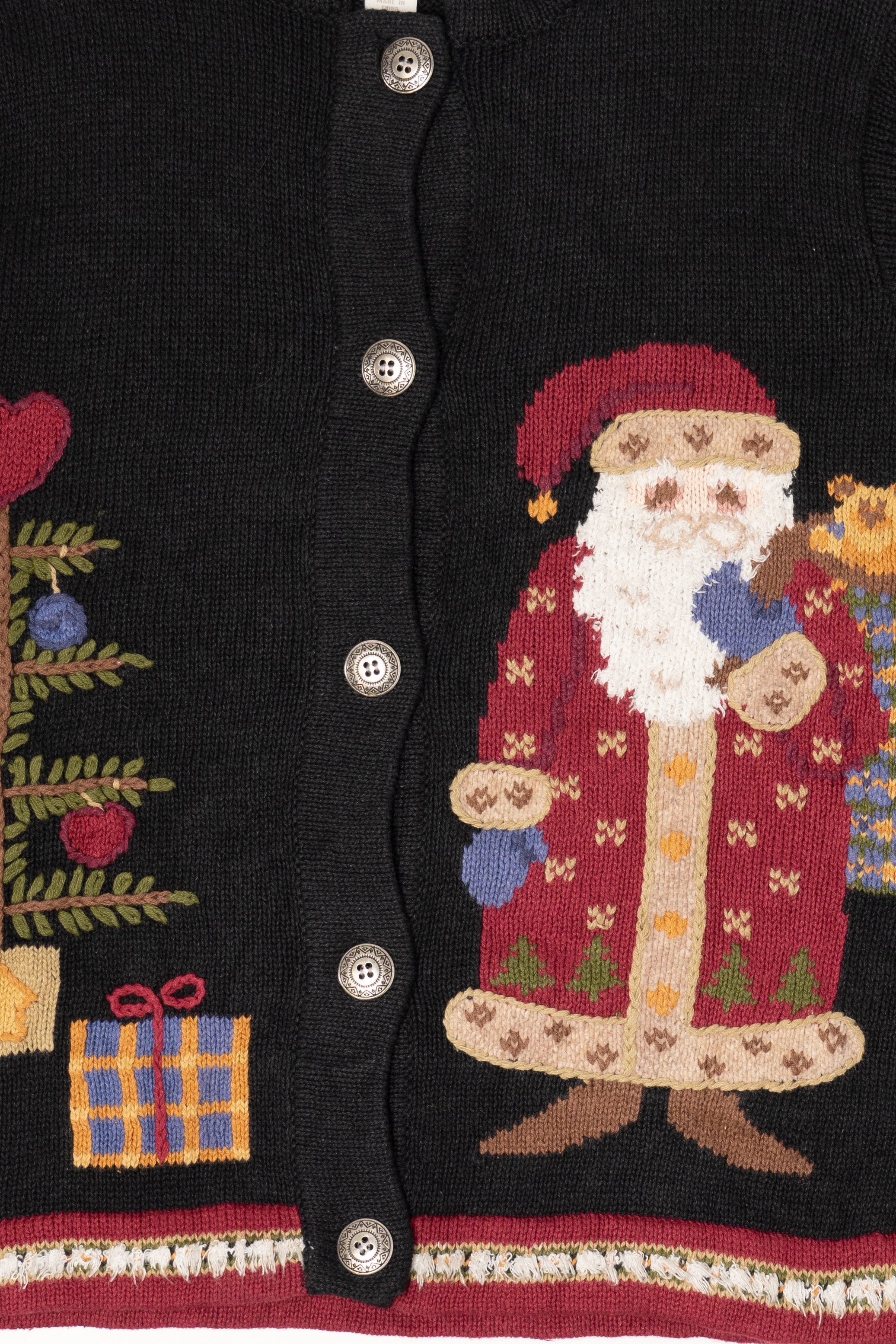 Vintage Black Northern Isles Santa Ugly Christmas Cardigan (2000s)