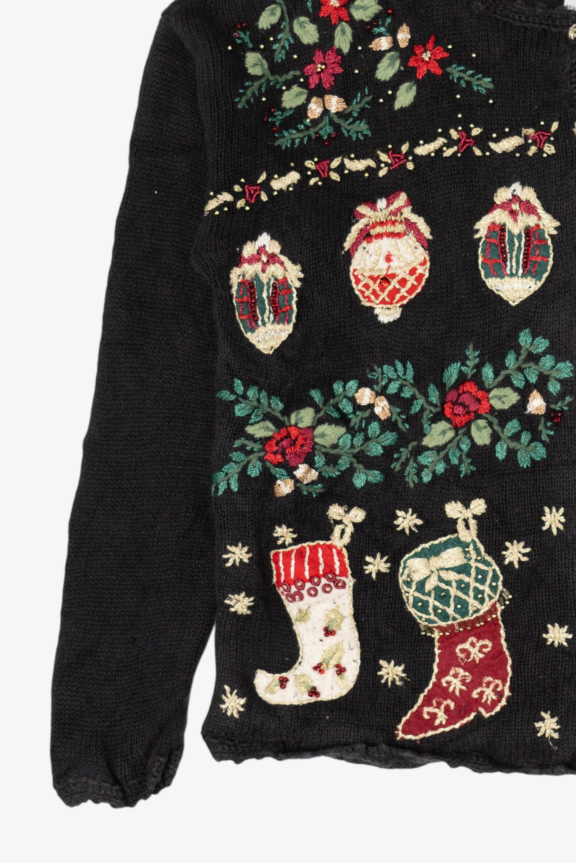 Vintage Black Tiara International Ornaments Ugly Christmas Cardigan (2000s)