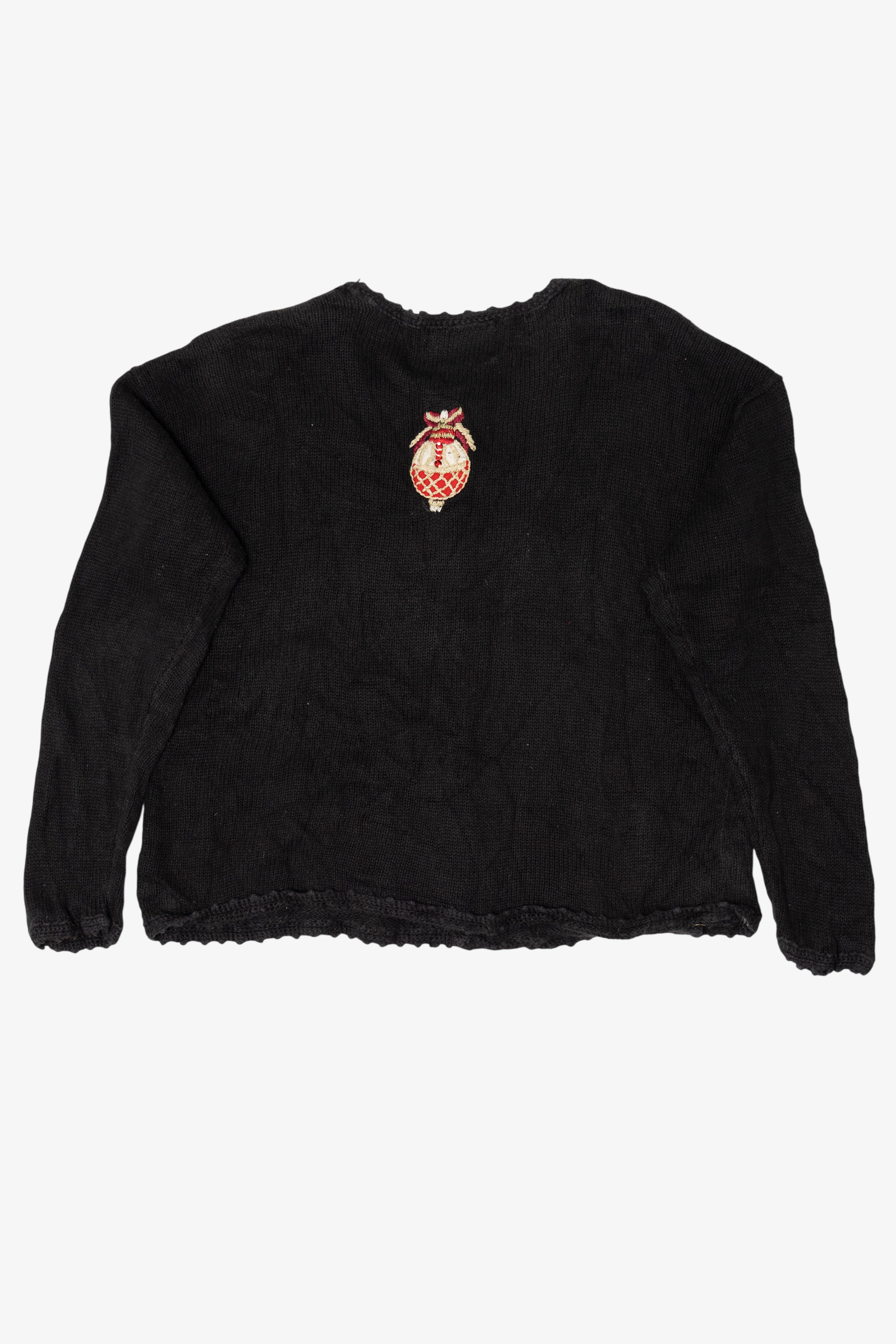 Vintage Black Tiara International Ornaments Ugly Christmas Cardigan (2000s)