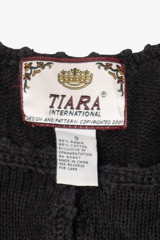 Vintage Black Tiara International Ornaments Ugly Christmas Cardigan (2000s)