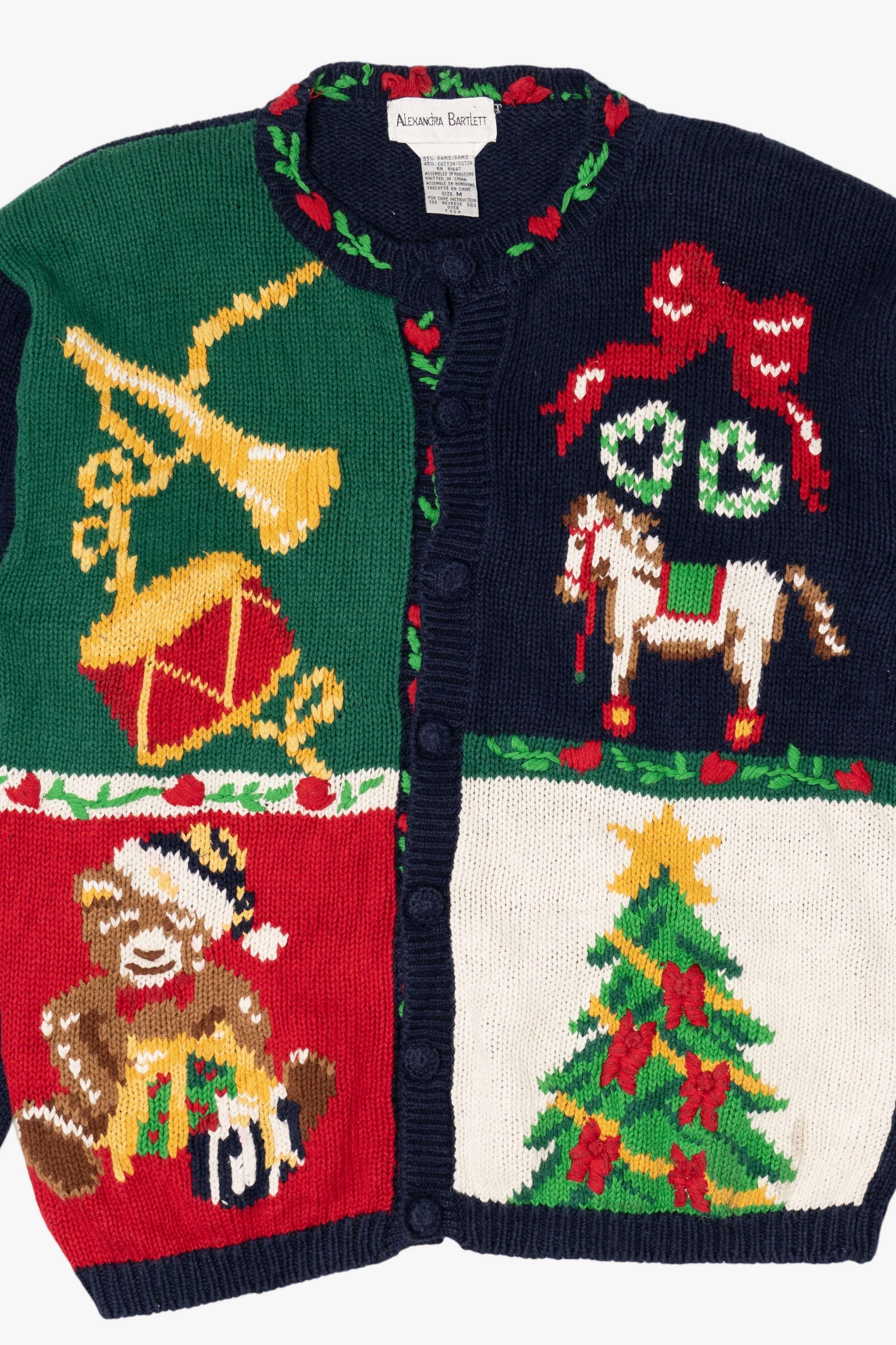 Vintage Navy Blue Alexandra Bartlett Ugly Christmas Cardigan (1990s)
