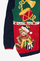Vintage Navy Blue Alexandra Bartlett Ugly Christmas Cardigan (1990s)