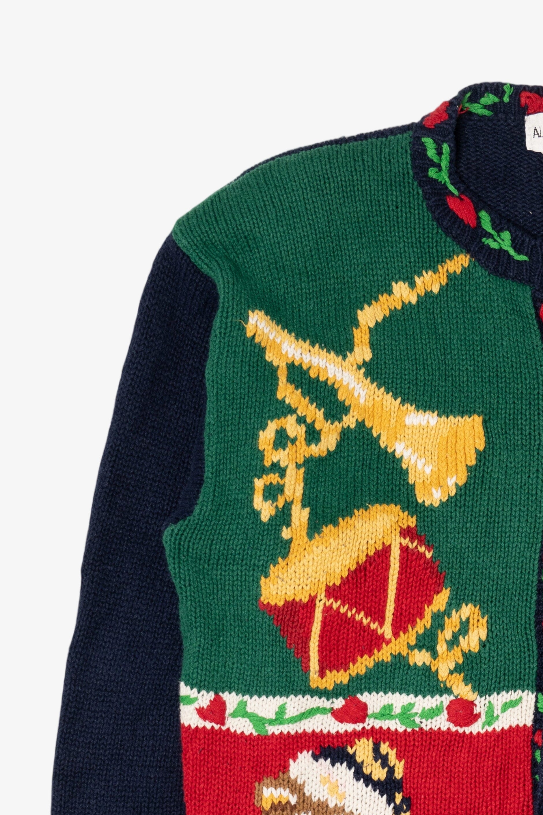 Vintage Navy Blue Alexandra Bartlett Ugly Christmas Cardigan (1990s)