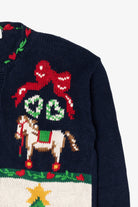Vintage Navy Blue Alexandra Bartlett Ugly Christmas Cardigan (1990s)