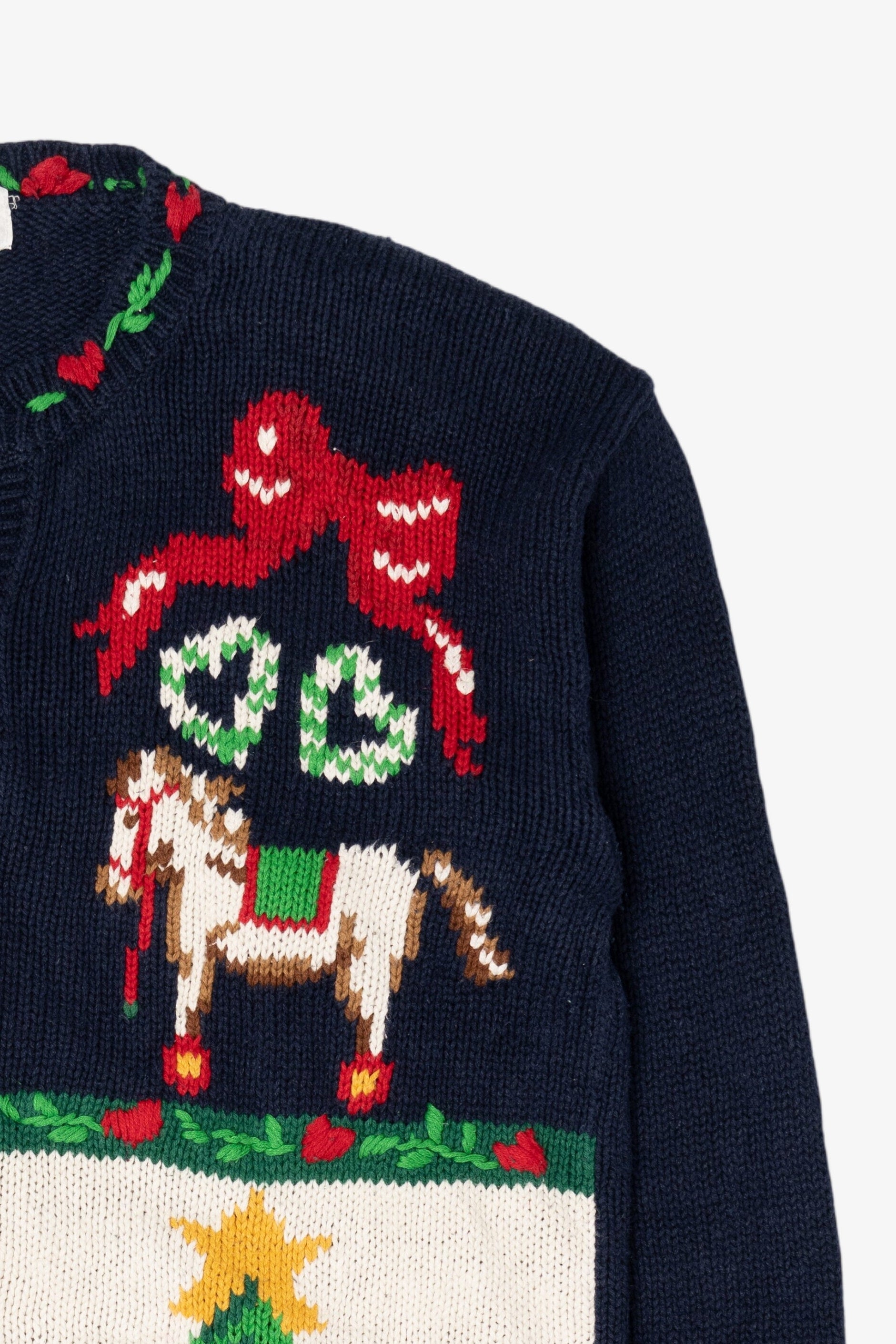 Vintage Navy Blue Alexandra Bartlett Ugly Christmas Cardigan (1990s)